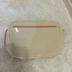 thirty-one Cream Crossbody Bag with Coral Zipper Accent
